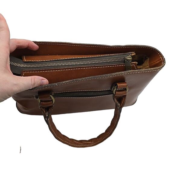 Patricia Nash Heritage Collection Angela Brown Leather Satchel Shoulder Handbag - Picture 7 of 10